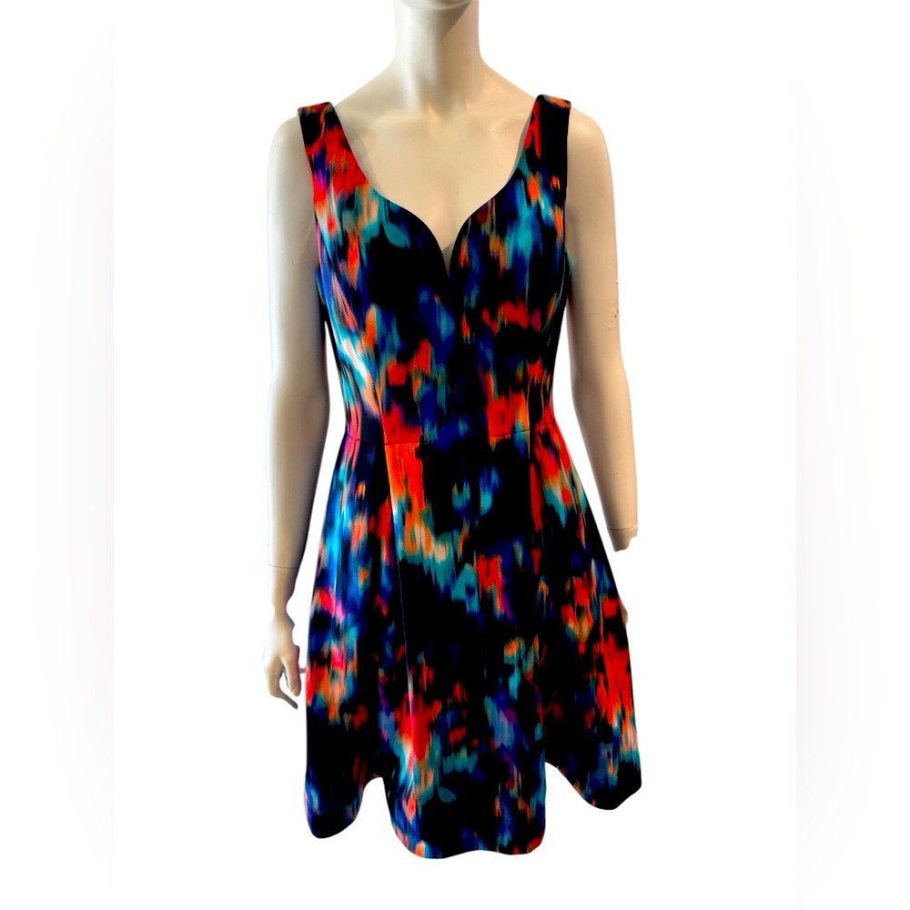 Calvin Klein Red and Black Fit and Flare Mini Dress Size 8